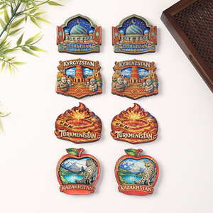 Aimants de réfrigérateur personnalisés en bois 3D époxy islamiques, souvenirs de voyage en gros, 5 pays d'Asie centrale : Ouzbékistan, Kazakhstan - Product Image 3