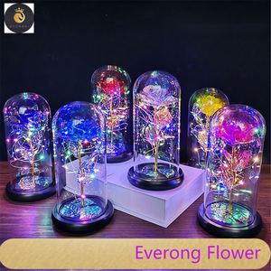 Flores artificiales <span class=keywords><strong>2022</strong></span>, flor eterna de lámina de oro de 24 quilates con luces de cadena, rosa de <span class=keywords><strong>la</strong></span> <span class=keywords><strong>Bella</strong></span> <span class=keywords><strong>y</strong></span> <span class=keywords><strong>La</strong></span> <span class=keywords><strong>Bestia</strong></span> en cúpula de cristal, regalo para niñas - Product Image 1