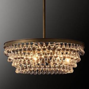 Lustre en cristal rond en forme de tambour, corps doré, ampoule LED E27, lumière chaude 2700K, luminaire suspendu pour salon, grande taille - Product Image 6