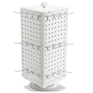 Wholesale Modern for Floor Standing Clear Metal Pegboard Spinner Display Rack with <b>Floating</b> Shelf Easy Assembly for Store - Product Image 1