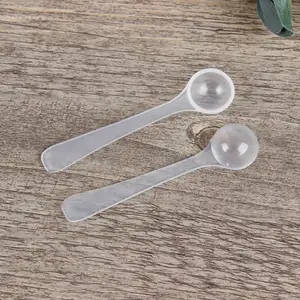 1ml 0.5g Food Grade PP Round Disposable White Transparent Plastic Measuring Spoon 0.2 Teaspoon