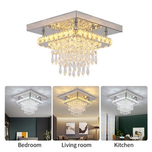 Raindrops Ceiling <b>Lights</b> Stainless Steel Small Crystal Ceiling Lamp for <b>Corridor</b> Hallway Balcony Living Room Bedroom - Product Image 4