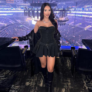 JY vendita calda estate <span class=keywords><strong>donna</strong></span> cintura <span class=keywords><strong>vestito</strong></span> Denim Sexy plissettato senza spalline <span class=keywords><strong>Jeans</strong></span> abito taglie forti abito in Denim per signora <span class=keywords><strong>donna</strong></span> - Product Image 5