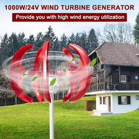 Nouvelle conception 500W 1000W 12V 24V Générateur d'éoliennes à axe vertical rouge Système d'énergie hybride éolien solaire pour ferme