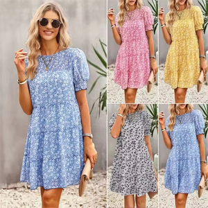 Elegant Women's Cotton Dress Floral Print Woven Summer Formal Vintage Boho Style <strong>Plus</strong> <strong>Size</strong> (XL) Natural Beach Casual Dresses - Product Image 4