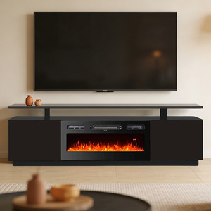 Mueble de TV Grande de Madera con Gabinete de Almacenamiento, Estantes y <span class=keywords><strong>Chimenea</strong></span> Eléctrica Decorativa con Llama LED para el Hogar - Product Image 1
