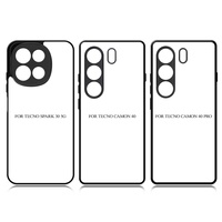 Coque de téléphone portable DIY 2D en TPU vierge par sublimation, haute qualité, étanche, antichoc, pour Tecno Camon 40 Series, noire, avec support de téléphone