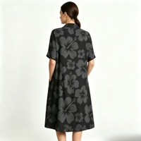 Robe décontractée en rayonne à imprimé floral personnalisé, col ouvert, manches courtes, style doux pour l'été, tissée, imprimée numériquement, naturelle