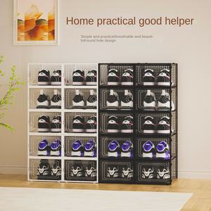 Venta al por mayor plegable tipo Flip <span class=keywords><strong>almacenamiento</strong></span> para zapatos <span class=keywords><strong>de</strong></span> baloncesto caja doble engrosada transparente PP caja <span class=keywords><strong>de</strong></span> zapatos <span class=keywords><strong>de</strong></span> plástico forma rectangular - Product Image 4