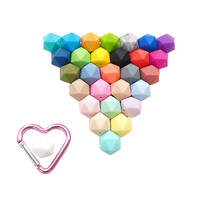 Perles de dentition en Silicone Icosahedron pour bébé, anneau de dentition, collier, Bracelet, accessoires, vente en gros, 17mm