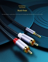 Cable de Audio Divisor en Y de 3.5mm a Doble RCA, Chapado en Oro, con Cubierta Trenzada y Doble Blindaje, para Altavoces, Amplificador, PC y Teléfono
