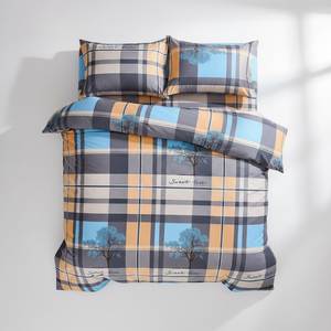 Parure de lit douillette à carreaux en coton 100% pour lit double/queen, housse de couette lavable avec taies d'oreiller assorties - Product Image 3