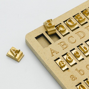 Custom 26 Alphabet Leather Stamp Brass Metal <b>Letters</b> Stamp Brass Holder Wood Stamp <b>Letters</b> Set Tool - Product Image 2