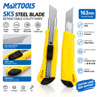 Couteau utilitaire rétractable en acier SK5, lame de 163 mm, corps en ABS, outil de découpe industriel, logo personnalisé, carte blister ODM