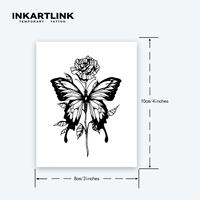 Autocollant de tatouage semi-permanent réaliste en forme de papillon et de rose, longue durée (15 jours), pour femmes, corps, épaule, bras - Vente en gros