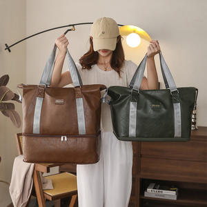 Bolsa de Viaje de Gran Capacidad Estilo Retro con Asa Extraíble, Bolso Tote Unisex de Color Sólido para Viajes de Ocio - Product Image 2