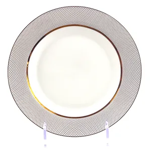 Best selling Ceramic dessert plates Luxury bone china round flat plates for home hotel restaurant