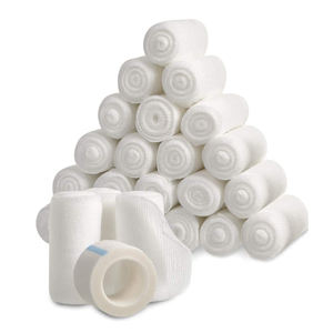 ผ้าพันแผลสีขาวเครป Pbt แบบมีกาวในตัวผ้าพันแผลที่กำหนดเองการดูแลแผลทางการแพทย์ผ้าพันแผลระบายอากาศ - Product Image 1