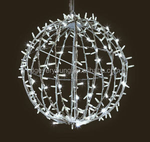 Bola de luz LED 3D para Navidad, 35cm, blanco frío, plegable, exterior, marco de acero, cuerda de goma, IP 67 - Product Image 3