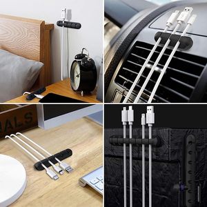 3 khe cắm và 5 khe cắm tự dính Silicone Cable chủ <span class=keywords><strong>Clips</strong></span> quản lý dây tổ chức cho Máy tính để bàn USB sạc chuột dây - Product Image 6