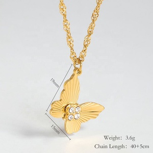 Collar con colgante de plata Popular <span class=keywords><strong>2022</strong></span> para niñas, collar de amistad con mejor amigo, abalorio de mariposa de acero inoxidable para fiestas - Product Image 5