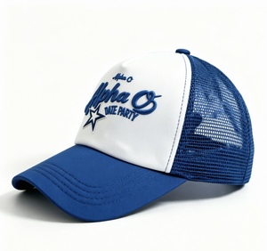 Casquette de camionneur en maille bleue et blanche brodée sur mesure pour hommes et femmes, casquette de baseball ajustable à fermeture snapback, casquette de protection - Product Image 2