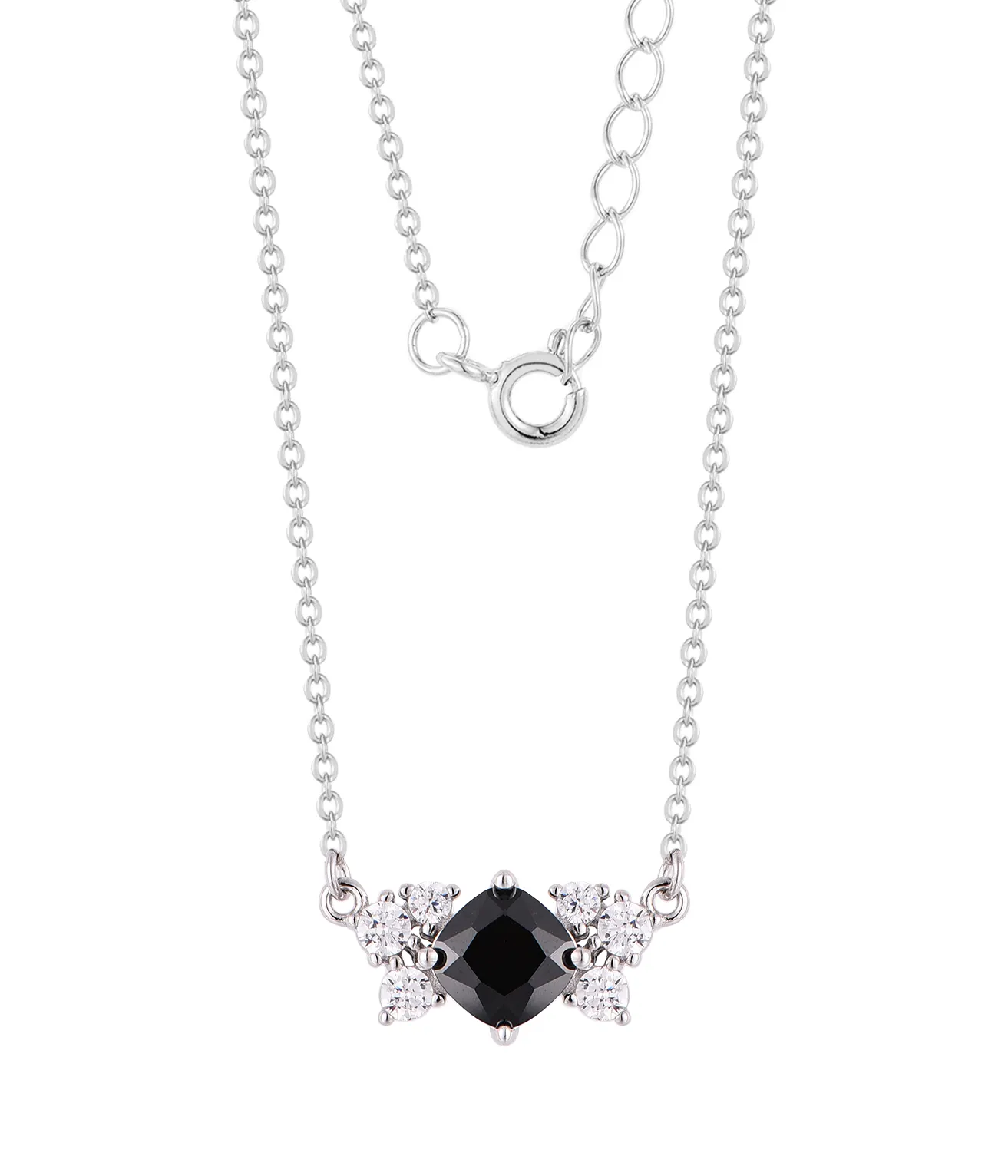 Colar feminino de prata esterlina 925m de luxo vintage personalizado QX preto Spinel Zircon