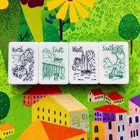 Tuiles de Mahjong de luxe Yun Duo Côte d'Amalfi, Été italien avec Citron, Verre à vin, Vespa, Ville côtière et Joueurs Méditerranéens