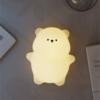 Veilleuse LED Intelligente RGB Rechargeable pour Enfants, en Silicone Souple, à Commande Tactile, Décoration de Salon, Motif Ours Mignon