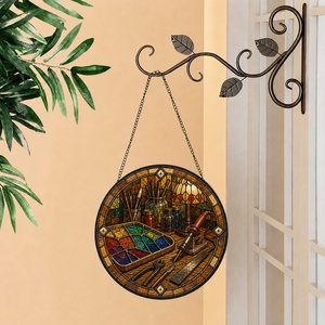 Attrape-soleil en vitrail, panneau de fenêtre pour atelier de création, décoration suspendue, ornement artistique en verre arc-en-ciel - Product Image 3