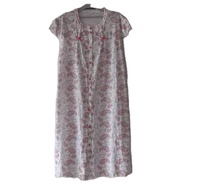 Robes de chambre pour femmes en jersey respirant de grande taille personnalisables en usine, longueur genoux, imprimé gris fleurs, été