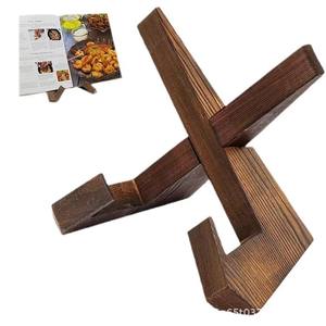 Lingyue Wooden Tablet Stand Adjustable Height Solid Wood <b>Desk</b> Holder For Kitchen Recipe Display <b>Retro</b> Color 2024928 - Product Image 2