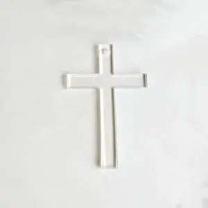 Blank Clear Acrylic Cross Keychains Laser Cut Cross Halloween Tags Christian Church Gifts Exquisite Cross Pendant Keychain