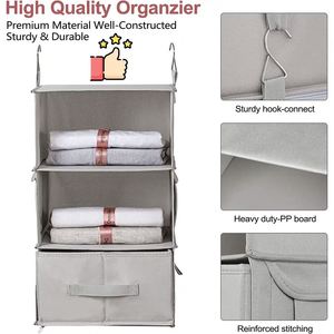 6 Shelf Hanging Closet Organizer Hanging <b>Storage</b> Organizer With 3 Removable Drawers Side Pockets Hanging Shelves for Closet - Product Image 4