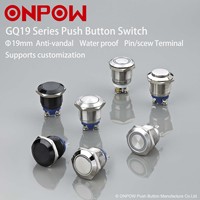 ONPOW GQ Series 10/12/16/19/22/25/30/40mm Montage sur panneau SPDT DPDT Verrouillage/Momentané Métal LED Boutons Poussoirs IP65 IP67