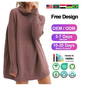 Sweaters Women Winter Crew Neck Dresses Long Sleeve Oversize Ladies Dress Knitted Pullover Knit Top Knitting Women's Sweaters