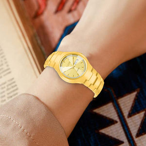 Reloj de cerámica dorado LIGE LG89267 para mujer, reloj de pulsera, cristal de diamantes de imitación, cuarzo analógico, resistente al agua, caja de reloj de vestir elegante - Product Image 6