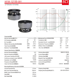 Hệ Thống Âm Thanh Chuyên Nghiệp PA Loa 12 Inch 2500W Rms Dòng Mảng <span class=keywords><strong>6</strong></span> Inch Cuộn Dây Bằng Giọng Nói 4 Lớp Ferrite Nam Châm Mô Hình 12150-001 - Product Image 5