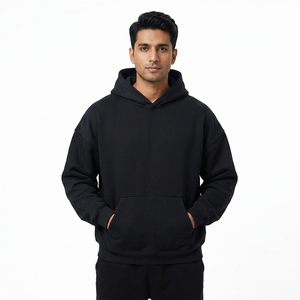 Venta al por mayor de alta calidad de peso pesado 100% algodón corona línea negra hecha en Portugal 450gsm Puff impresión sudaderas con capucha de los hombres de gran tamaño - Product Image 1