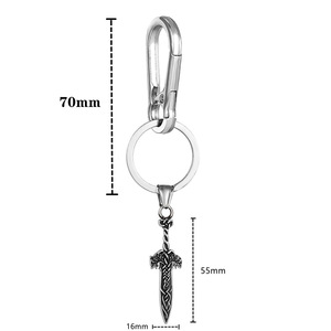 Porte-clés épée médiévale en alliage de zinc et acier inoxydable, cadeau unisexe, pendentif - Product Image 4