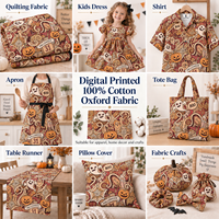 Tissu Oxford en coton imprimé numérique personnalisé artistique, motif Halloween, durable, 130 g/m², pour chemises, artisanat, décoration intérieure