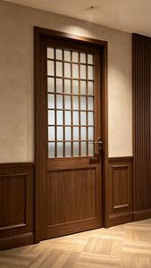 Portes intérieures de ferme en bois massif au design minimaliste moderne, étanches, avec insert en verre, pour usage commercial - Product Image 4