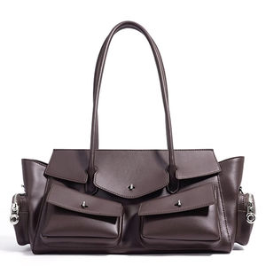 Bolso Retro de Gran Capacidad Estilo Motociclista para Mujer, Bolso de Mano para Debajo del Brazo, Multibolsillos, para Viajes Diarios, de Cuero Genuino - Product Image 1