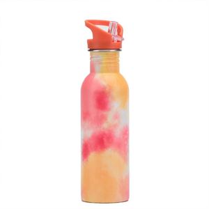 750ml/25.5oz Single-Layer Stainless Steel Tie Dye Insulated Cup With Straw Outdoor Portable Sports Water <b>Bottle</b> - Product Image 2