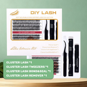 Tự Làm Handmade Lash Mở Rộng Kit Nhãn Hiệu Riêng Wispy Cụm Lông Mi Lông Vật Liệu + Trái Phiếu Con Dấu + Tweezer 12 Hàng Thiết Lập Bán Buôn - Product Image 3