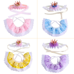 Disfraces de Gato Princesa: Conjunto de Sombrero y Bufanda Rosa para Cumpleaños, Lindo Pañuelo de Encaje para Gato, Tiara, Corona y Accesorios de Babero - Product Image 4