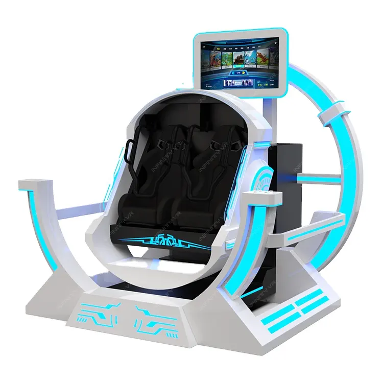 Double joueurs passionnants Vr 360 2 sièges simulateur de montagnes russes Machine de simulateur de jeu d'arcade avec des jeux de tir