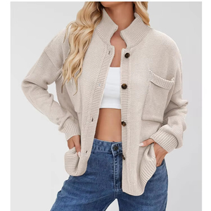 Gran oferta 2025, cárdigan con botones, abrigo, prendas de punto, conjunto de punto en blanco suelto, suéteres lisos, chaquetas, cárdigans de talla grande para mujer - Product Image 4