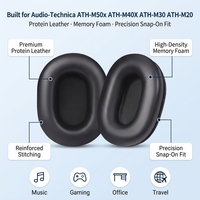 Bantalan Telinga Pengganti untuk Headphone Audio-Technica ATH-M50x ATH-M50 ATH-M40X ATH-M30 ATH-M20 dengan Busa Memori Kulit Protein