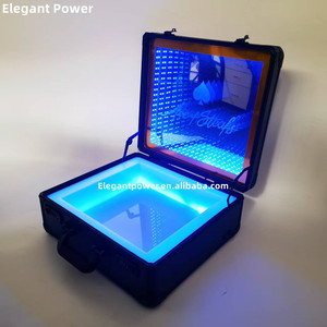 Biểu Tượng Tùy Chỉnh LED Thắp Sáng Gương Thịt Bò Vali Thịt Tàu Sân Bay Hộp Bít Tết Kính Hiển Thị Trường Hợp Đối Với Miami Bãi Biển Steakhouse - Product Image 5